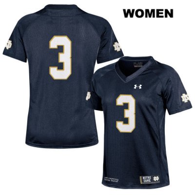 Notre Dame Fighting Irish Women's Avery Davis #3 Navy Under Armour No Name Authentic Stitched College NCAA Football Jersey XSN5699GQ